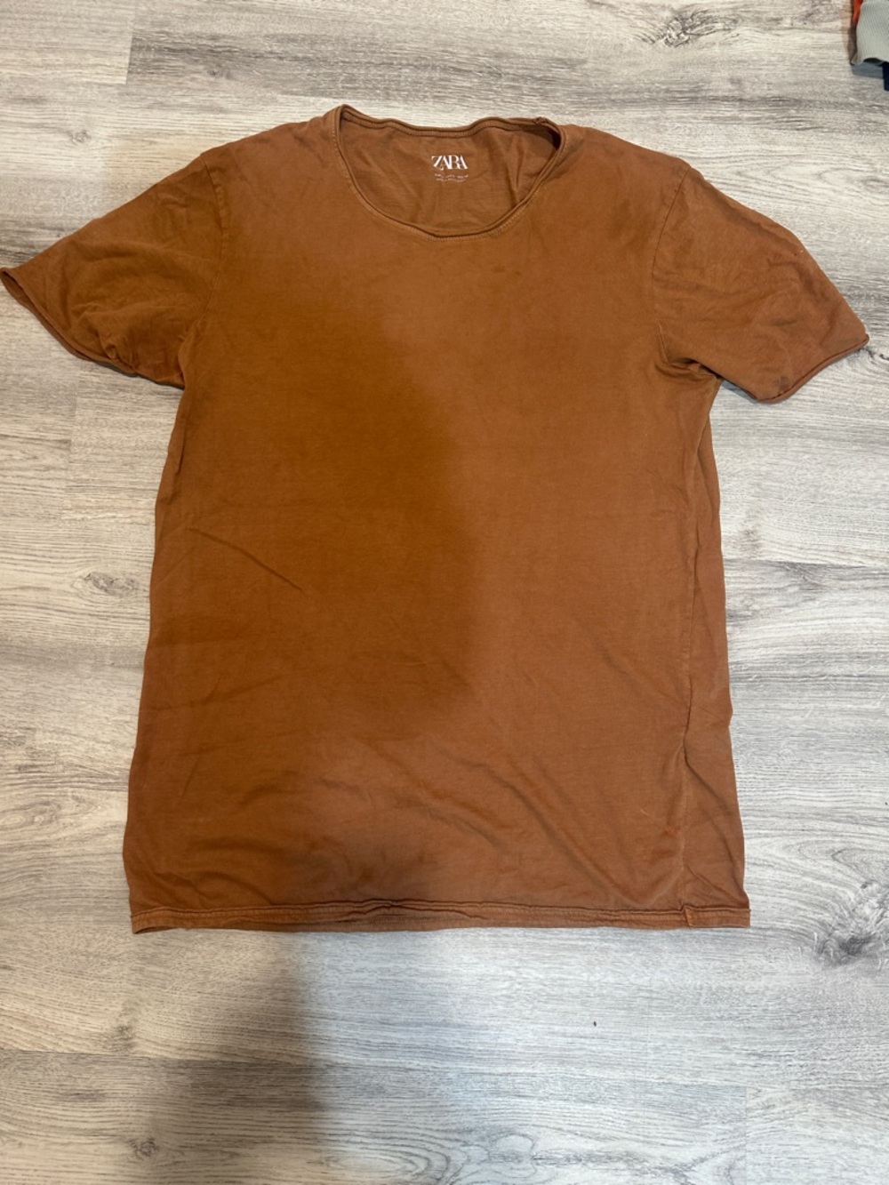 ZARA Men's Burnt Orange Short Sleeve Crew Neck Tee